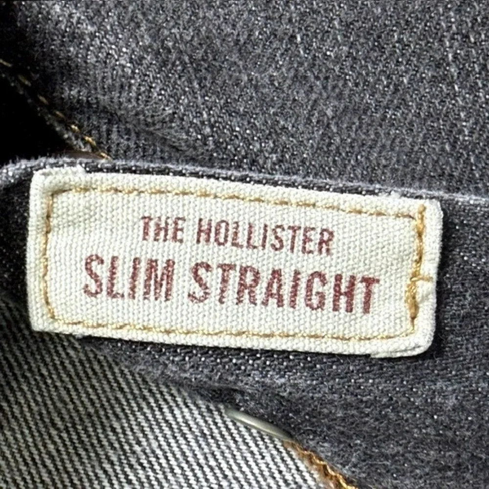Hollister‎ Slim Straight Jeans Mens 32x30 Charcoal Gray Button Fly Denim Pants